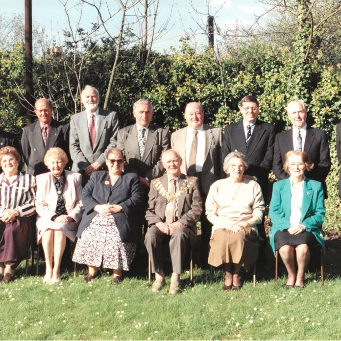 Photograph showing the Councillors representing Hetton Town Council 1996 to 1997. The Chairman is wearing the Town Councils Civic Chains.